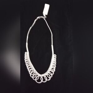 Sparkling Silver Loop Statement Necklace,costume,18-20" Long, Loops 1/2" to1.25"